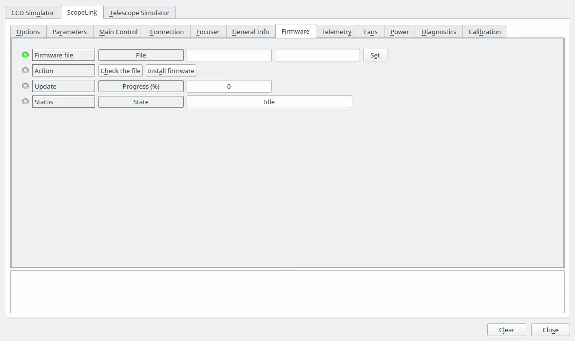 The Firmware tab, waiting for a file