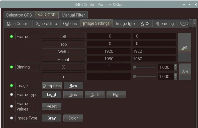 image settings