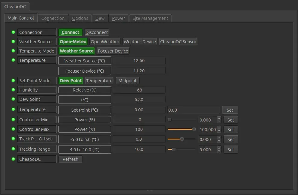 Main Control Tab