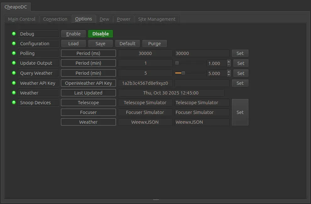 Options Tab